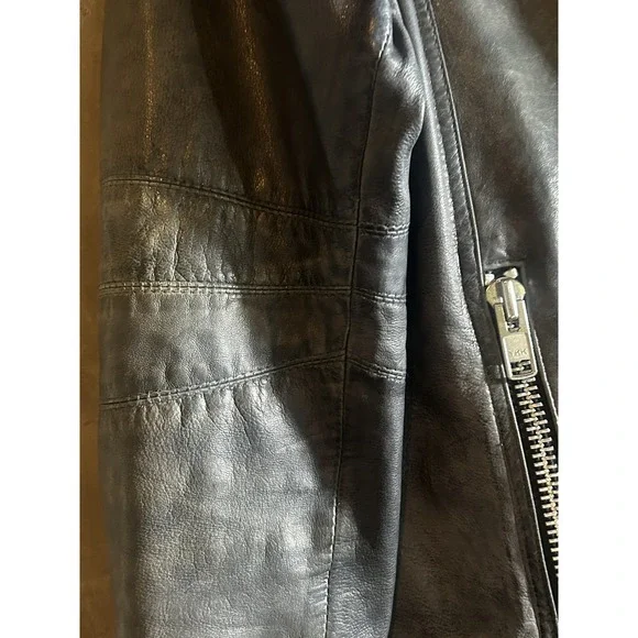 Y2K Vintage On Stage Denmark Leather  Jacket Moto Zip Fitted Biker Style Rare - Picture 7 of 14